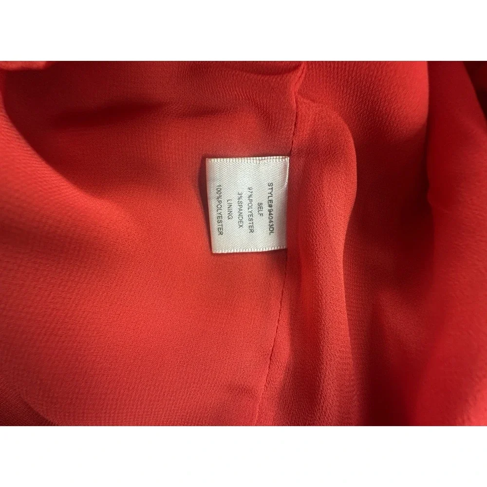 Skies are‎ Blue Dress Ruffle Open Long Sleeve Round Neck Bright Orange Size L